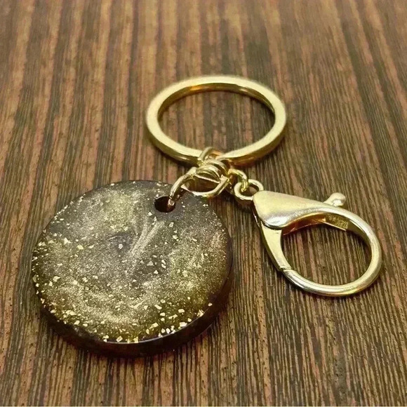 Gold Tone Keychain with Hand Crafted Zodiac Virgo Medallion and Heart Charm - Picture 2 of 2